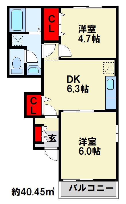 遠賀郡遠賀町大字木守のアパートの間取り