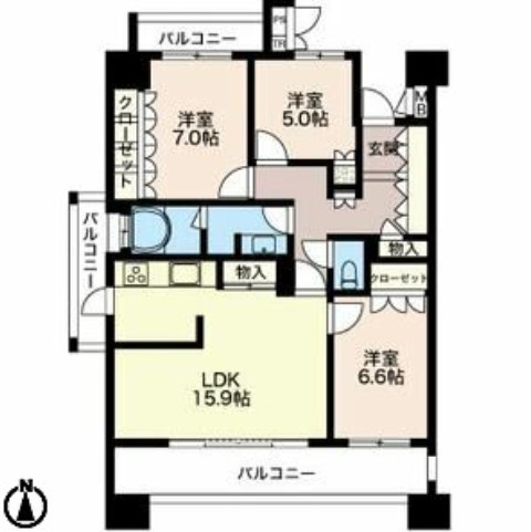 名古屋市東区矢田南のマンションの間取り