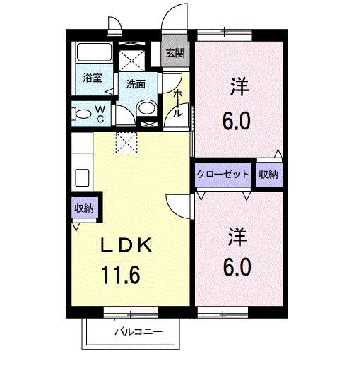 牛久市中央のアパートの間取り