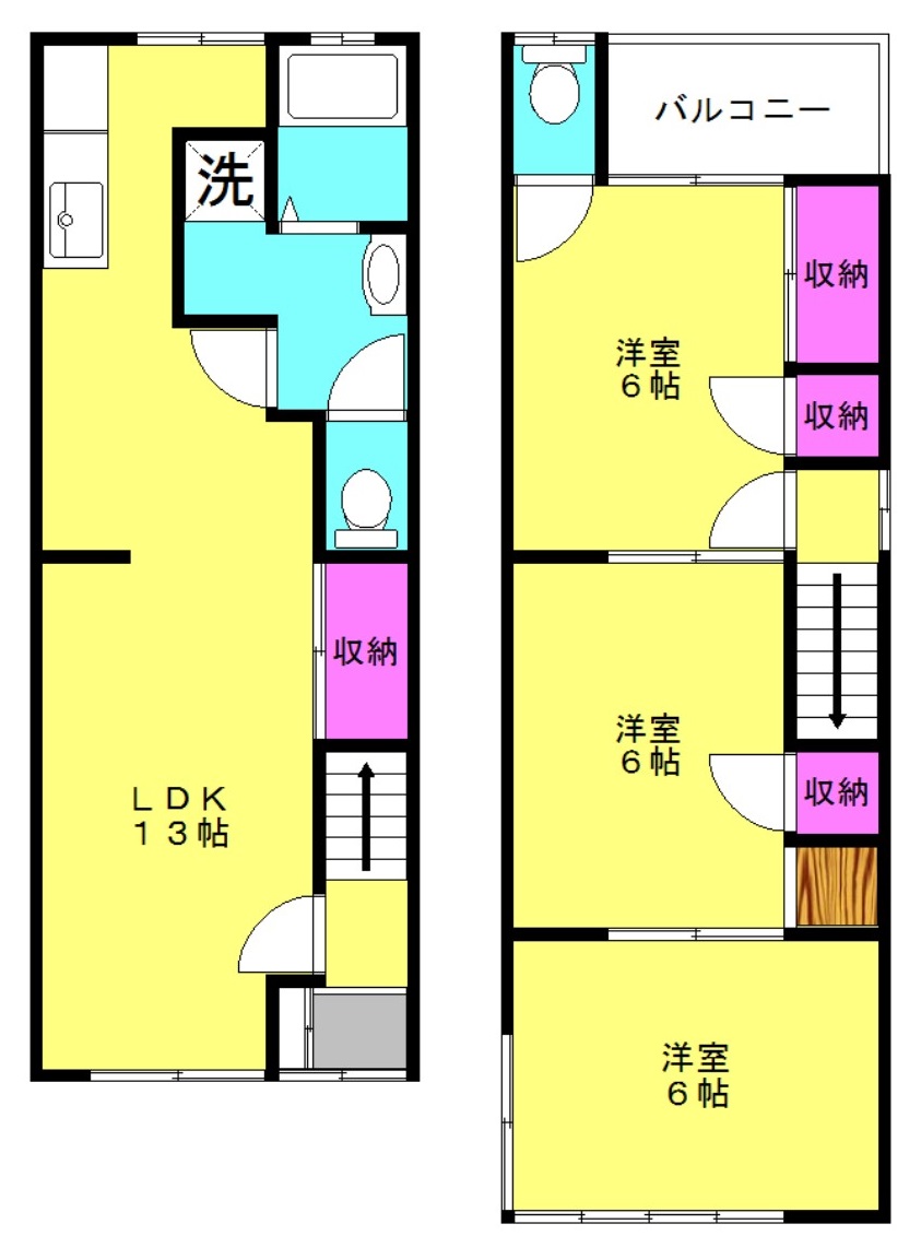 河原貸家の間取り