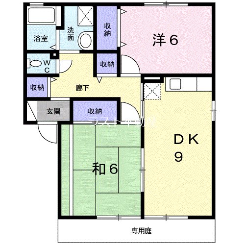 薩摩川内市中郷のアパートの間取り