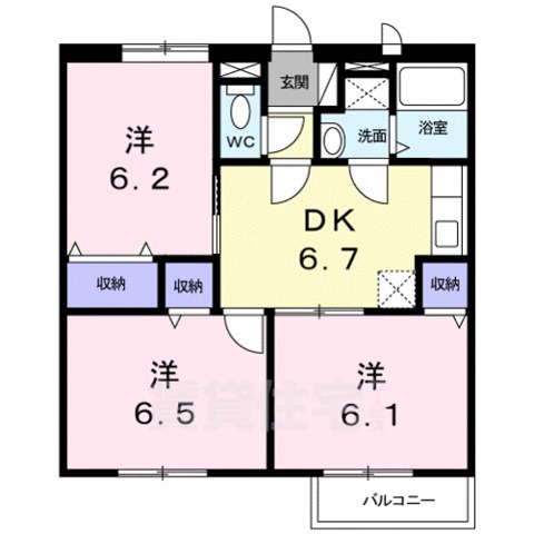 大津市平津のアパートの間取り