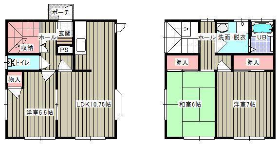 ＪＲ奥羽本線 山形駅 バス乗車時間：9分 最寄りバス停で下車 徒歩7分 2階建 築8年の間取り写真