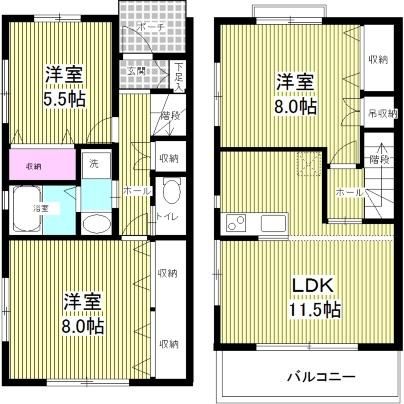 メゾネット中島丁の間取り写真