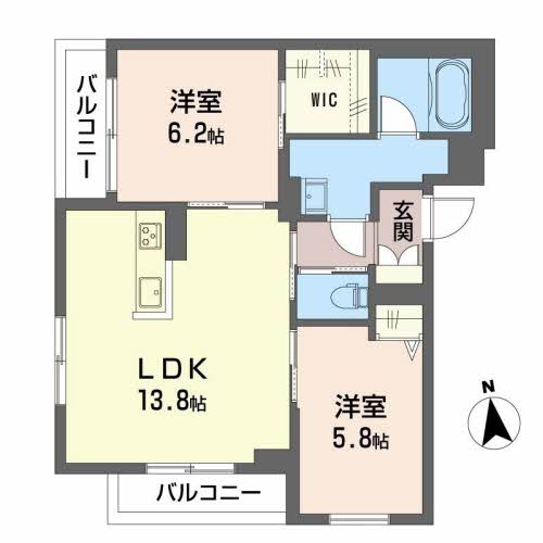 岡山市南区新保のマンションの間取り