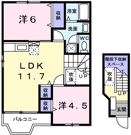 姫路市飾磨区城南町のアパートの間取り