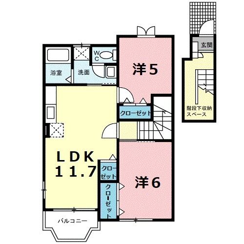 福山市新市町大字戸手のアパートの間取り