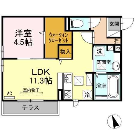 下関市綾羅木新町のアパートの間取り