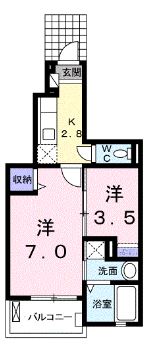 高松市下田井町のアパートの間取り