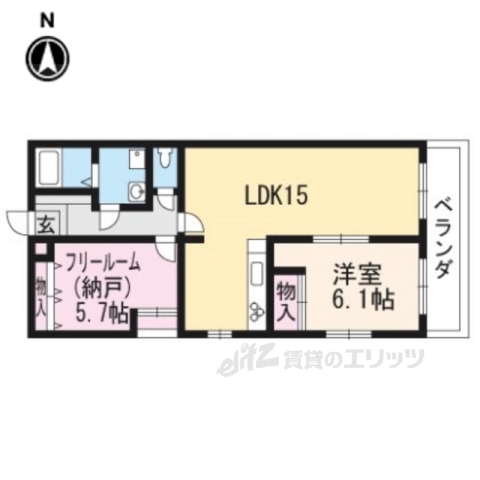 京都市左京区上高野西氷室町のマンションの間取り