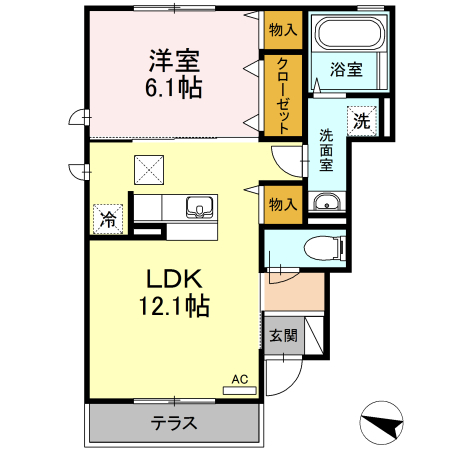 藤沢市亀井野のアパートの間取り