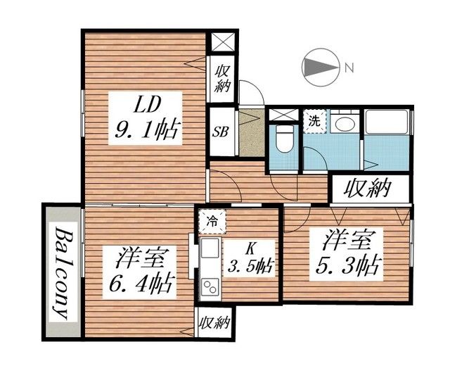 千葉市中央区青葉町のアパートの間取り