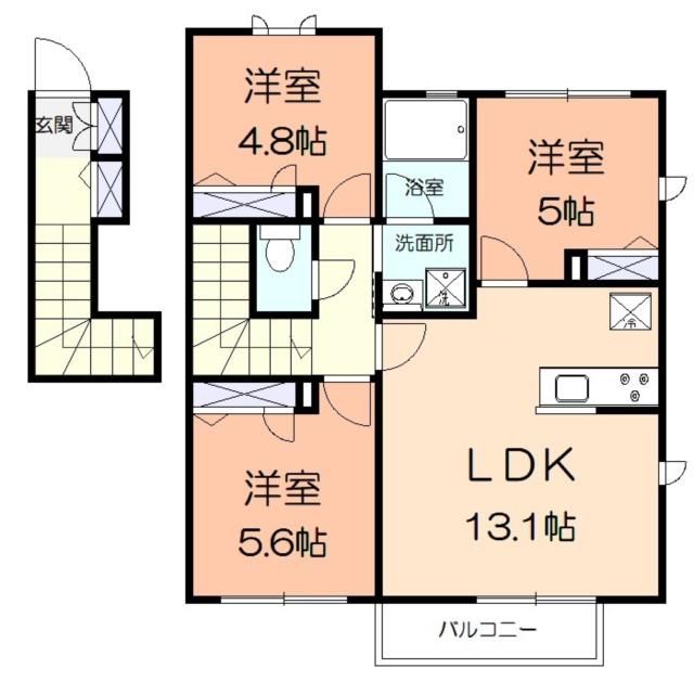 【南足柄市竹松のアパートの間取り】