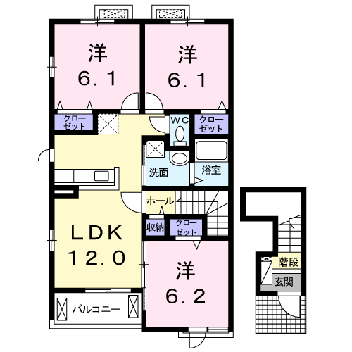 那珂市菅谷のアパートの間取り