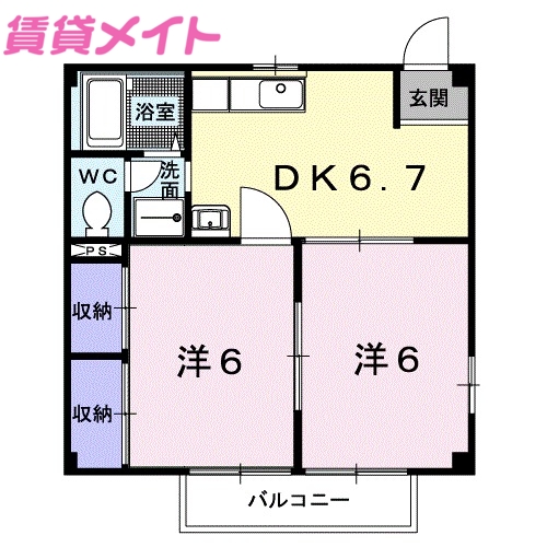 伊勢市上地町のアパートの間取り