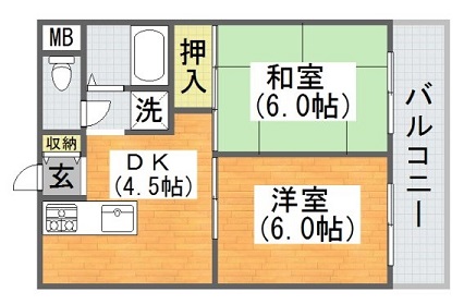 【大阪市平野区加美鞍作のマンションの間取り】