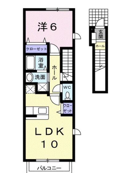 岡山市北区大安寺東町のアパートの間取り