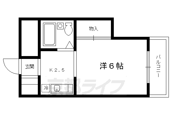 京都市左京区北白川仕伏町のマンションの間取り