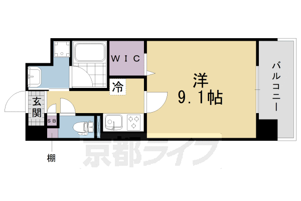 京都市南区上鳥羽高畠町のマンションの間取り