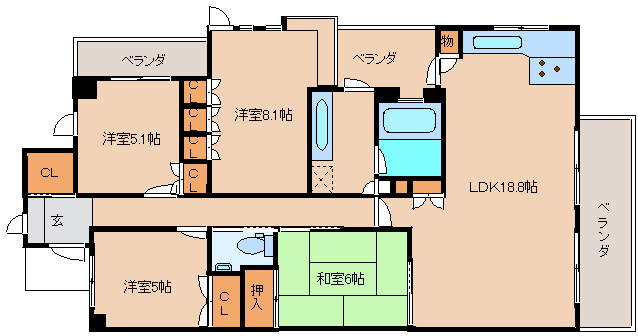 奈良市学園南のマンションの間取り