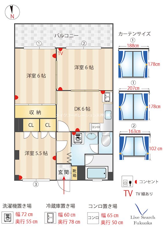 福岡市中央区薬院のマンションの間取り