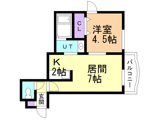 石狩郡当別町白樺町のアパートの間取り