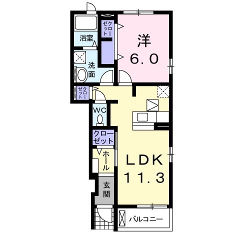 郡山市日和田町のアパートの間取り