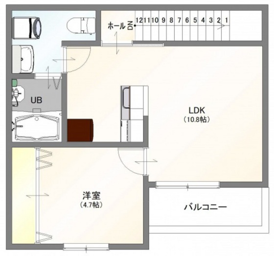 広島市西区都町のアパートの間取り