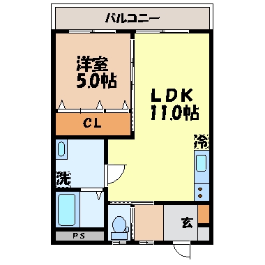 ＨＥＲＲＥＮ ＨＡＵＳ ＫＵＲＩＴＡＫＡ（厚生町）の間取り