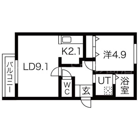 札幌市清田区真栄三条のマンションの間取り