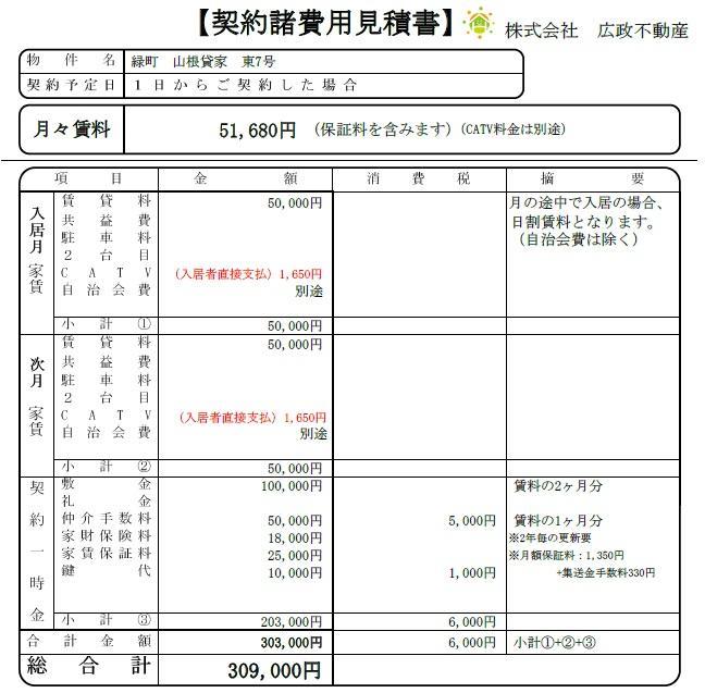 その他設備　初期費用見積