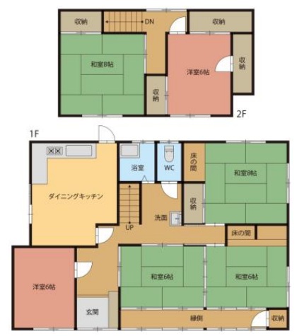 ＪＲ高徳線 吉成駅 徒歩51分 2階建 築39年の間取り写真