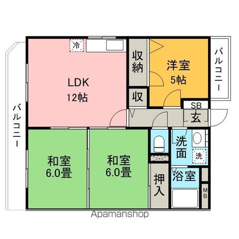 ＪＲ筑豊本線 原田駅 徒歩4分 4階建 築33年の間取り写真