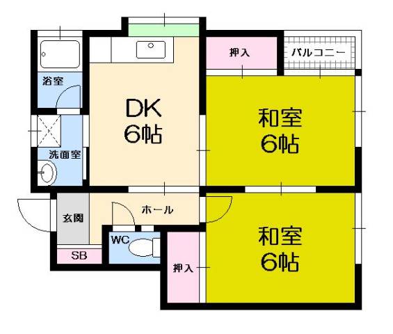 広島市西区草津新町のアパートの間取り