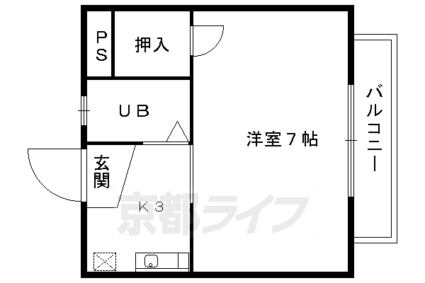 京都市伏見区深草大亀谷西寺町のアパートの間取り