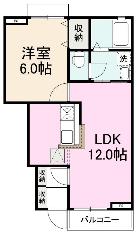 高松市岡本町のアパートの間取り