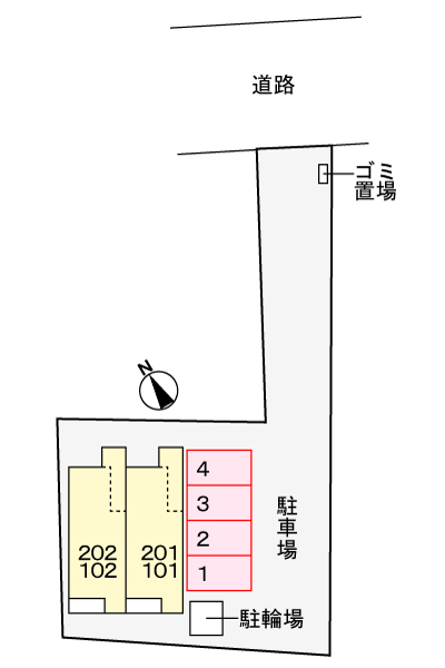 【千葉市緑区誉田町のアパートの駐車場】