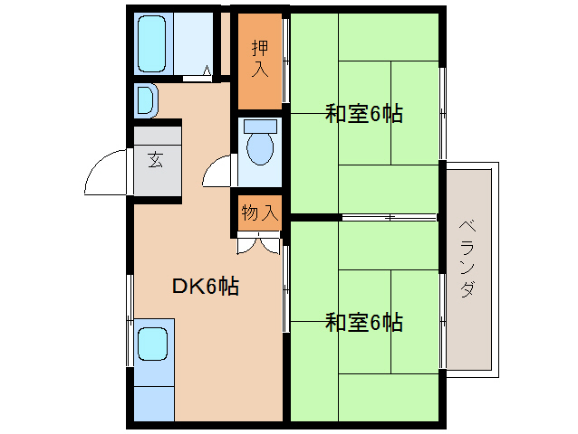 大和高田市土庫のアパートの間取り