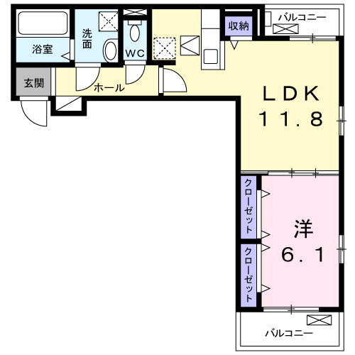 豊橋市東橋良町のアパートの間取り