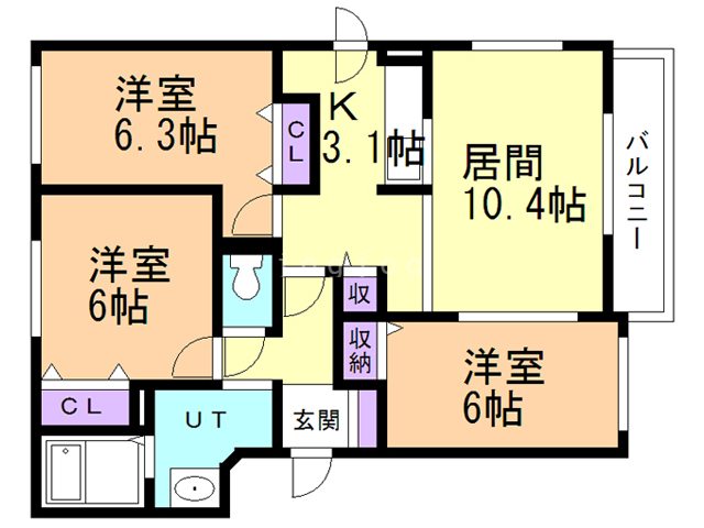 札幌市中央区南二十五条西のマンションの間取り