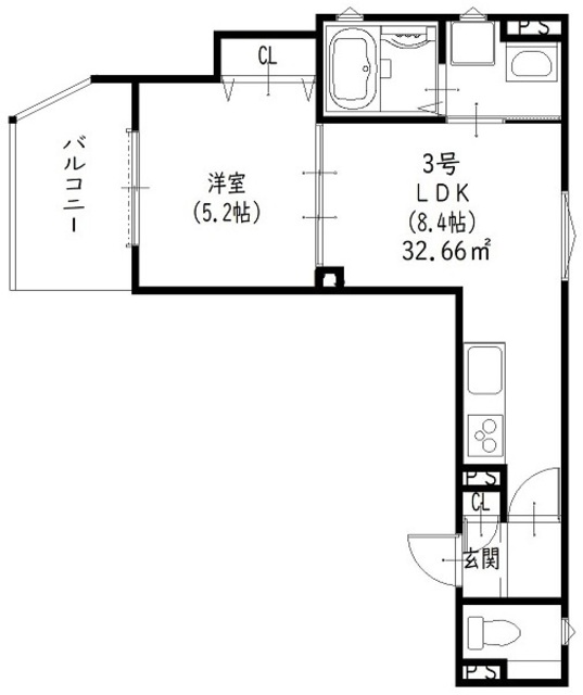 枚方市長尾元町のアパートの間取り