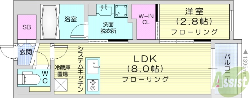 札幌市豊平区豊平一条のマンションの間取り