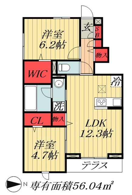 船橋市東船橋のアパートの間取り