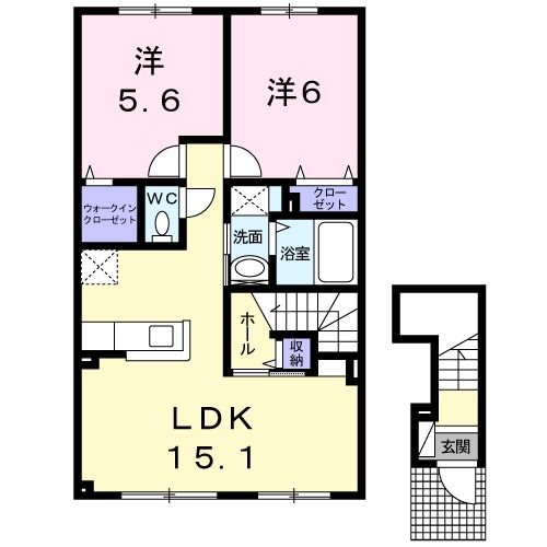 北海道旭川市神楽六条１４（アパート）の賃貸物件の間取り