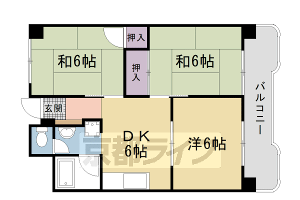 阪急京都線 西院駅 徒歩15分 11階建 築52年の間取り写真