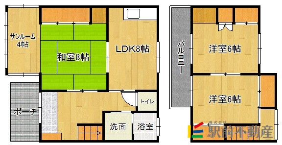 地下鉄空港線 藤崎駅 徒歩8分 2階建 築41年の間取り写真