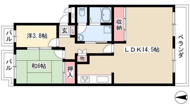 【アーバンドエル茶屋ヶ坂の間取り】