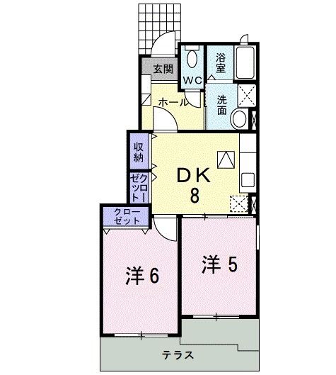 竹原市吉名町のアパートの間取り