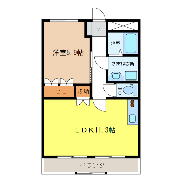 各務原市那加前洞新町のマンションの間取り