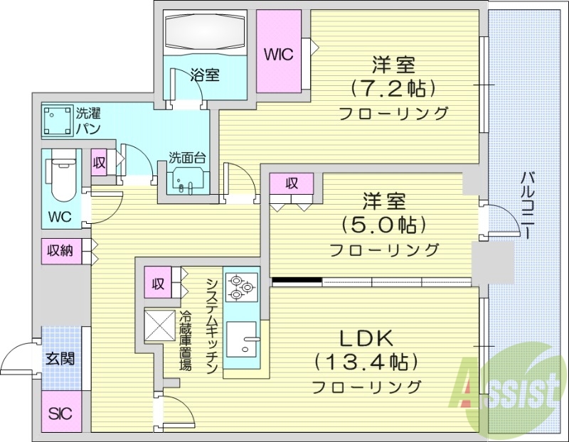 札幌市北区北八条西のマンションの間取り